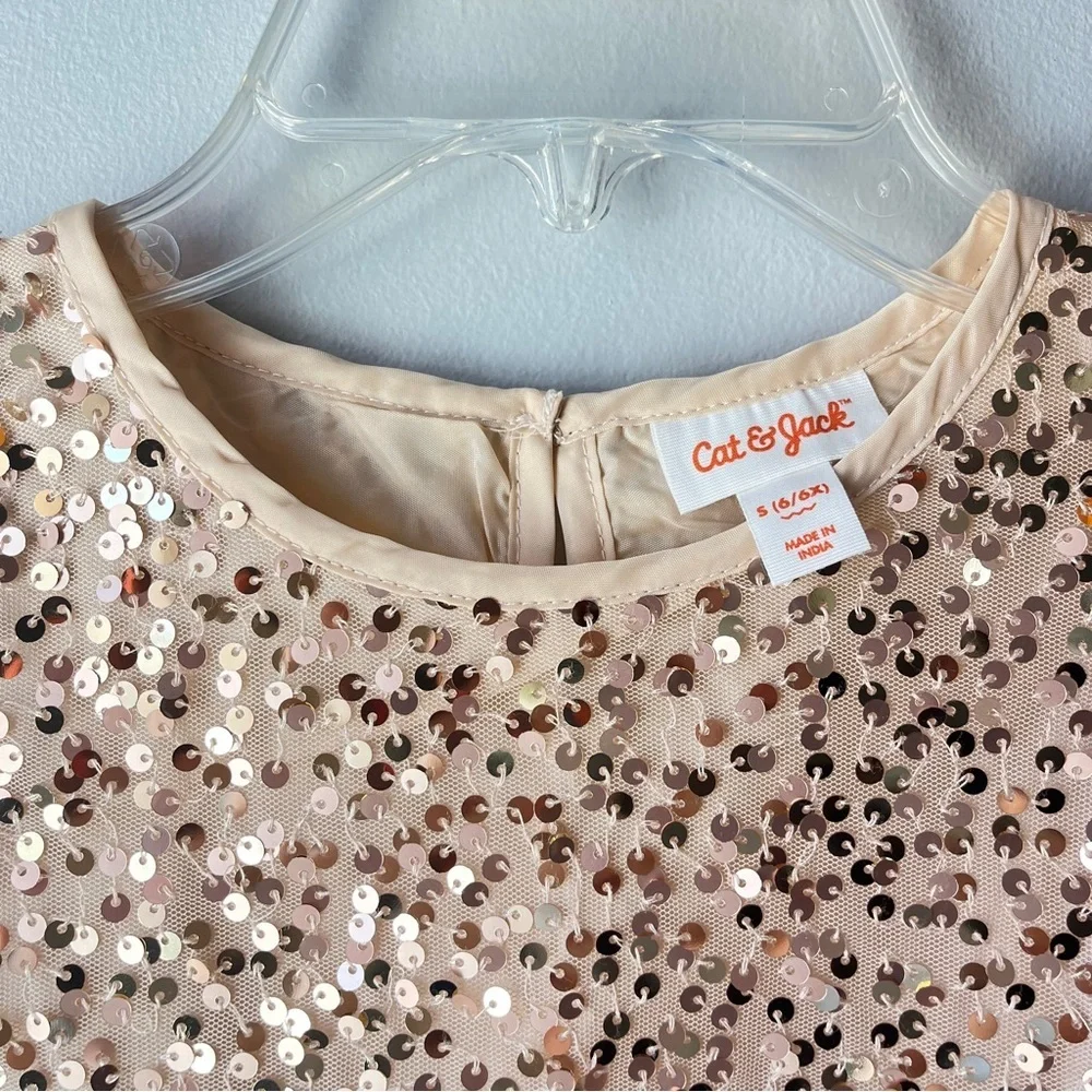 Cat & Jack Glittering Sequin Dress - Cream